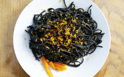 TAGLIOLINI AL NERO DI SEPPIA E BOTTARGA DI MUGGINE